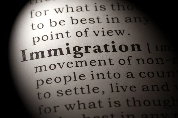 Definition of the word immigration — Stock Photo, Image