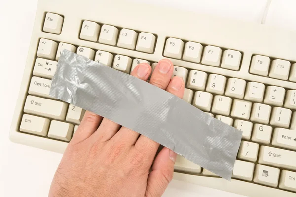 Computer Keyboard and hand — Stock Photo, Image