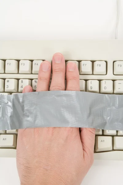 Computer Keyboard and hand — Stock Photo, Image