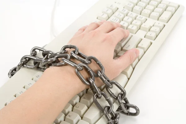 Computer Keyboard and hand — Stock Photo, Image