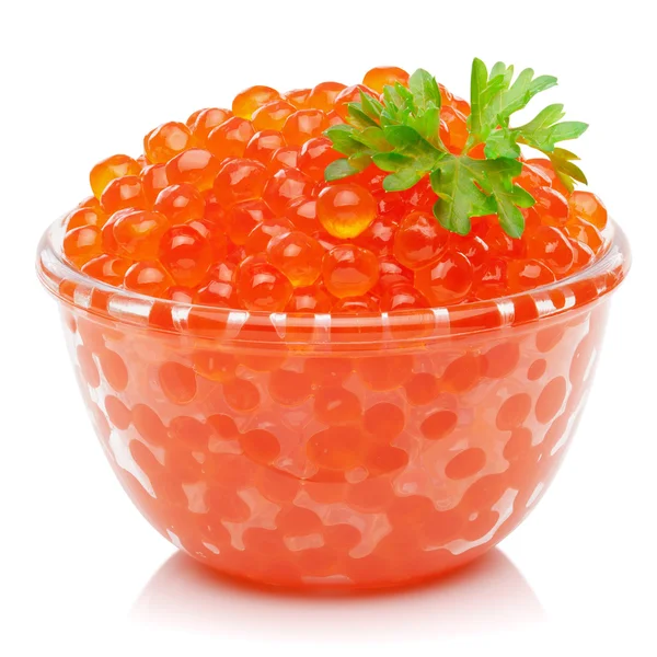 Röd kaviar i skålen. — Stockfoto