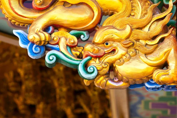Estátua Dragão Antigo Templo Chinês Tailândia — Fotografia de Stock