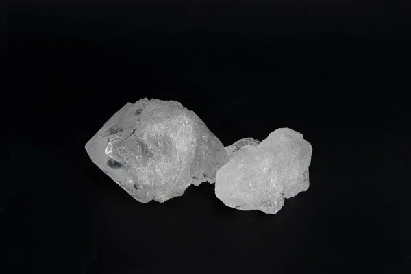 White Alum Crystal Isolated Black Background — Stock Photo, Image