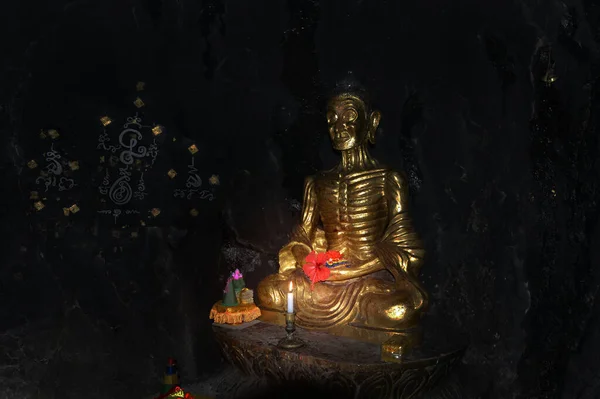 Statue Bouddha Dans Grotte Dungeswari Hills Première Retraite Pluie Dans — Photo