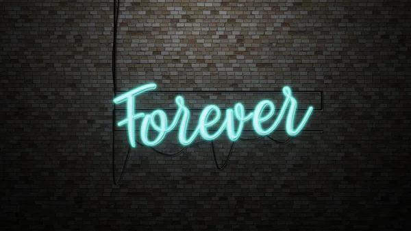 Message Forever Neon Light Brick Wall Bcakground — Stock Photo, Image