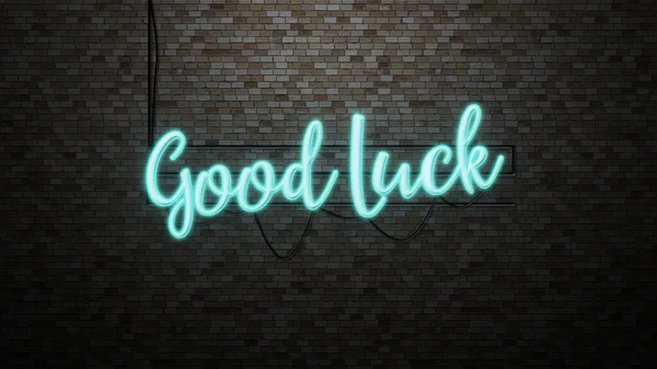 Şanslar Mesajı Tuğla Duvardaki Neon Işığı — Stok fotoğraf