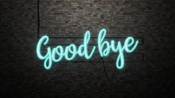 Die Botschaft Auf Wiedersehen Neonlicht Auf Backsteinmauer Bcakground — Stockfoto