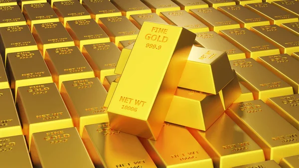 3d render of gold brick gold bar Financial concept, studio shots