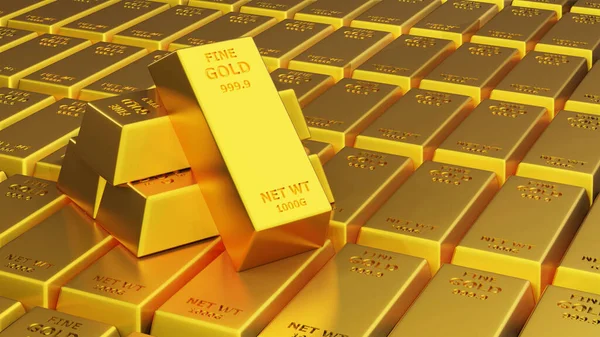 Render Gold Brick Gold Bar Financial Concept Studio Shots — Stock Photo, Image