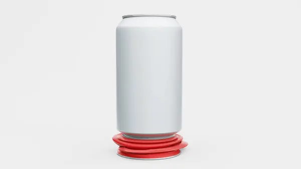 Lattina Alluminio Soda Pack Finto Isolato Sfondo Bianco Rendering — Foto Stock