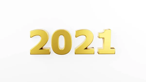 2021年的金字在白色背景上分离出来 2021年新年快乐 用于广告的示例 3D渲染 — 图库照片
