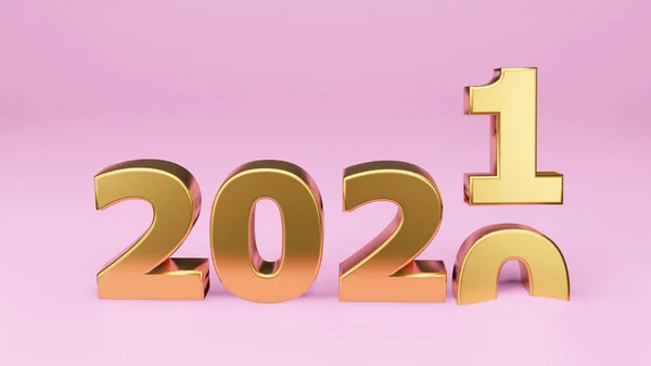 Iscrizione Oro 2021 Isolato Sfondo Bianco Felice Anno Nuovo 2021 — Foto Stock