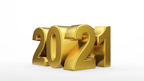 Gold Inscription 2021 Isolated White Background Happy New Year 2021 — Stock Photo, Image