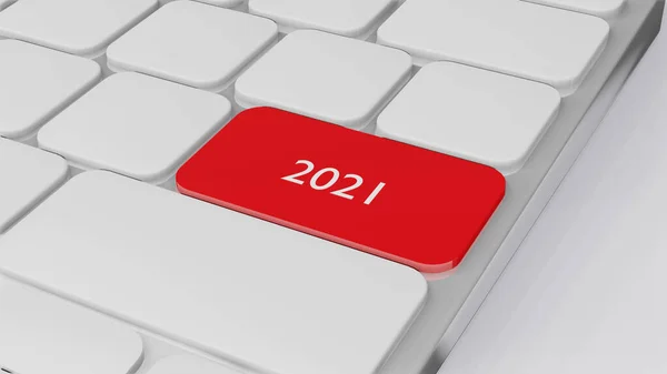 2021字的计算机键盘 3D排字 — 图库照片