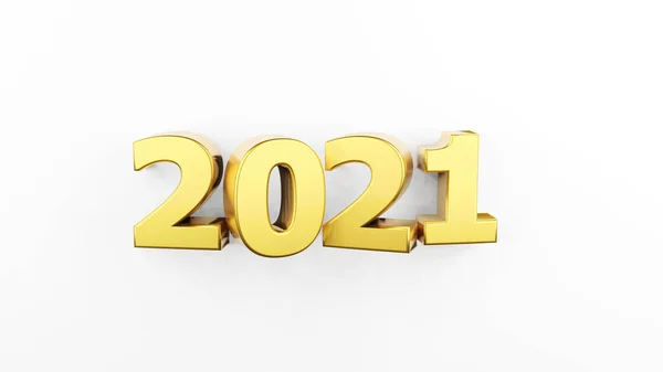 Gouden Inscriptie 2021 Geïsoleerd Witte Achtergrond Gelukkig Nieuwjaar 2021 Illustratie — Stockfoto
