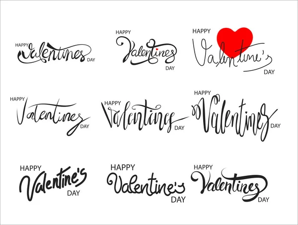 Happy Valentines Day Affiche Typographie Avec Texte Calligraphique Écrit Main — Image vectorielle