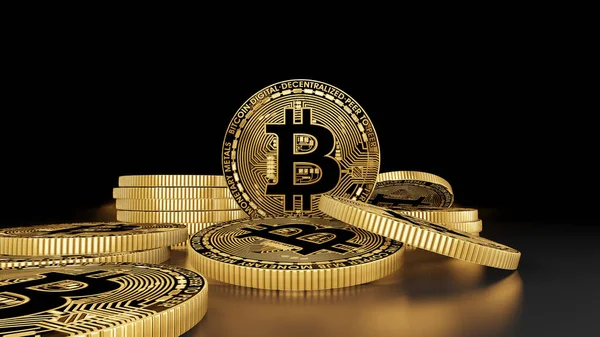 Bitcoinové Mince Digitální Peníze Renderování — Stock fotografie