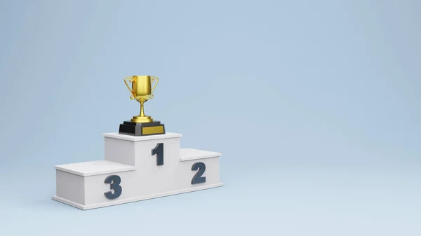 Winner Podium Gold Trophy Cup Rendering — Stock Photo, Image