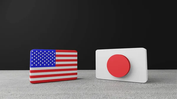 Vereinigte Staaten Von Amerika Quadratische Fahne Mit Japan Quadratischer Fahne — Stockfoto