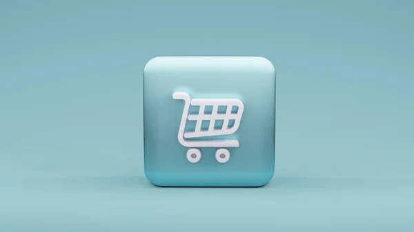 Shopping Cart Icon Square Shape Rendering — Stock Photo, Image