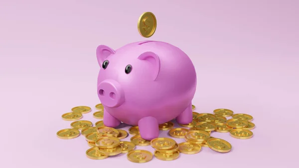 Piggy Bank Pink Rendering — Stock Photo, Image