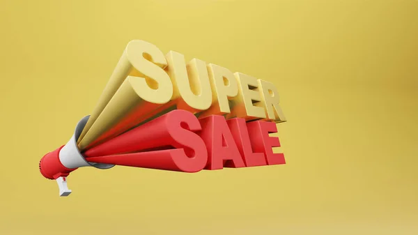Rendering Megafono Con Formulazione Rendering Super Sale — Foto Stock