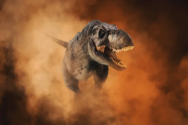 Tyrannosaurus Rex Dinosauro Sfondo Fumo — Foto Stock