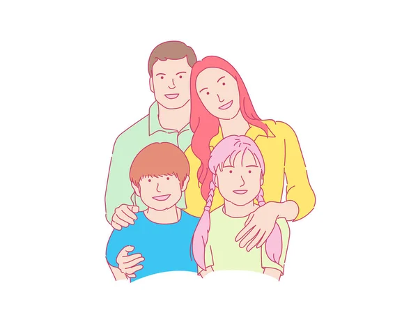Мати Батько Дитина Батьки Діти Щасливі Люблячі Сімейні Сцени Вектор — стоковий вектор