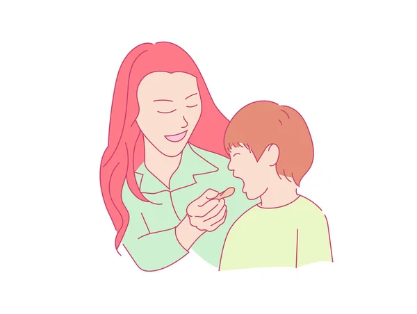 Мати Дитина Батьки Діти Щасливі Люблячі Сімейні Сцени Вектор Сімейної — стоковий вектор