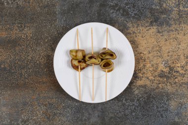 Çubuklarda kızartılmış patlıcan. Yüksek kalite fotoğraf