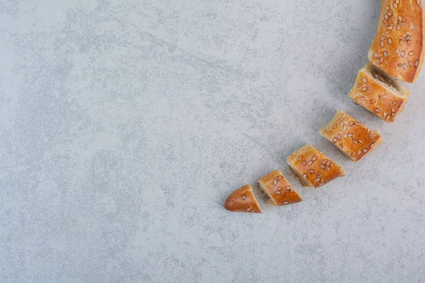 Lekkere Zelfgemaakte Koekjes Grijze Achtergrond Hoge Kwaliteit Foto — Stockfoto