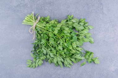 Mavi arka planda izole edilmiş taze yeşil maydanoz. Yüksek kalite fotoğraf