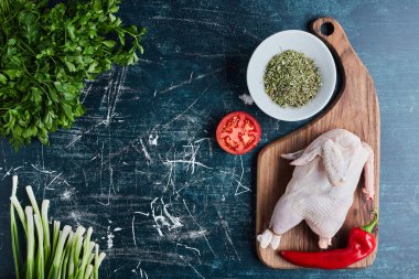 Çiğ tavuk ve baharat. Yüksek kalite fotoğraf