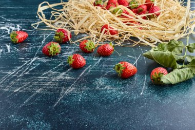 Yuvadaki kırmızı çilekler. Yüksek kalite fotoğraf