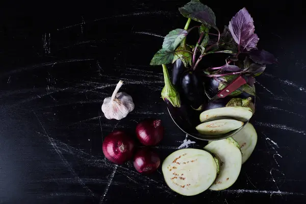 Composizione Vegetale Fondo Nero Foto Alta Qualità — Foto Stock