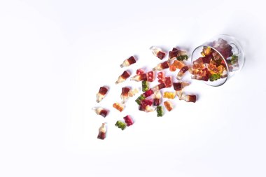 Cam bardaktan marmelatlar, üst manzara. Yüksek kalite fotoğraf