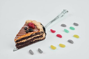 Jöleli bir dilim çikolatalı pasta. Yüksek kalite fotoğraf