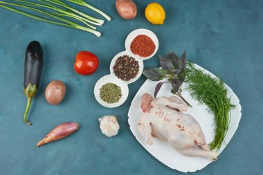 Beyaz tabakta sebzeli tavuk. Yüksek kalite fotoğraf