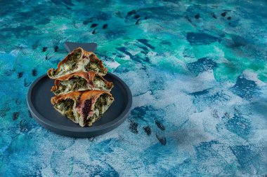 Mermer kaplamalı, lezzetli hamur işleri. Yüksek kalite fotoğraf