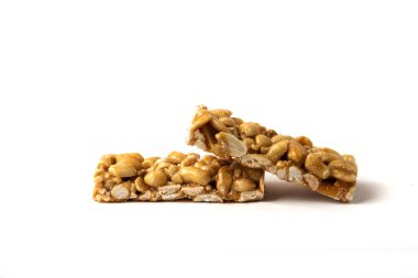 Nuga waffles beyaz arkaplan makro görünümünde izole