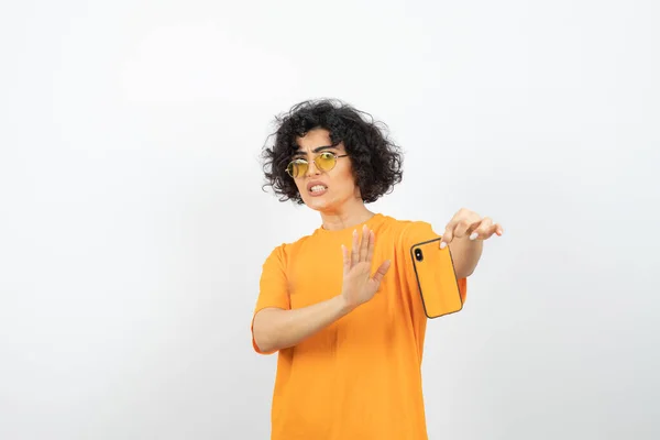 stock image young woman posing on white background