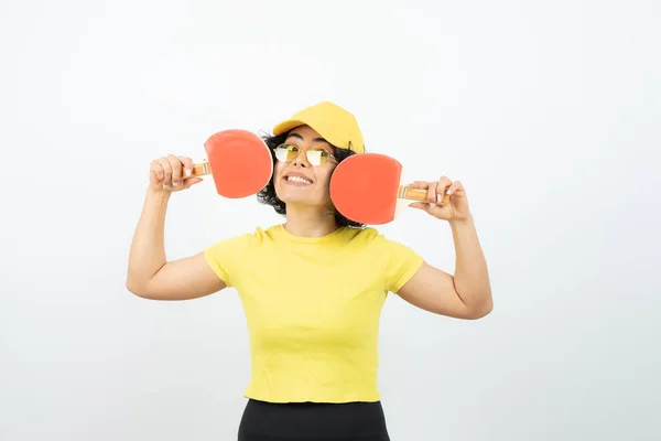 Mujer Joven Posando Sobre Fondo Blanco —  Fotos de Stock