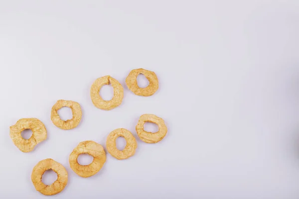 Bunch Delicious Dried Apple Rings White Background High Quality Photo — Stock Photo, Image