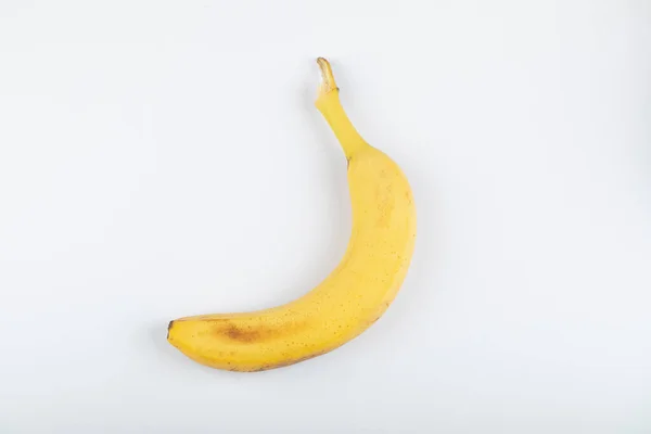Один Спелые Желтые Бананы Изолированы Белом Фоне Высокое Качество Фото — стоковое фото