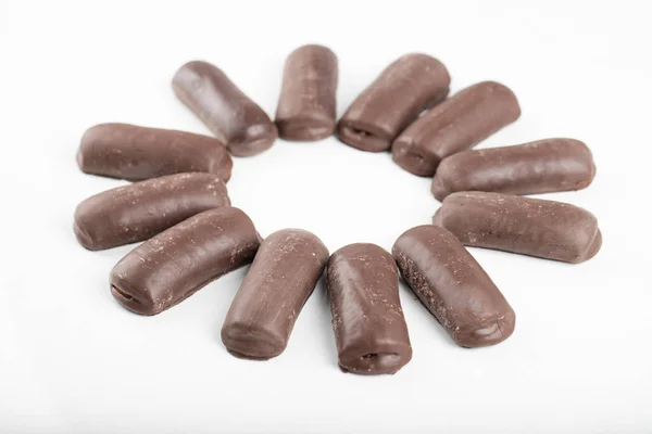 Cirkel Van Chocolade Sticks Geplaatst Een Witte Achtergrond Hoge Kwaliteit — Stockfoto