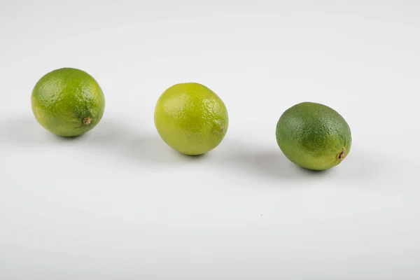 Three Ripe Lime Fruits Isolated White Background High Quality Photo — Stock Photo, Image