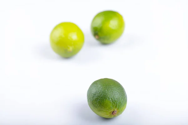 Three Whole Fresh Limes Isolated White Background High Quality Photo — Stock Photo, Image