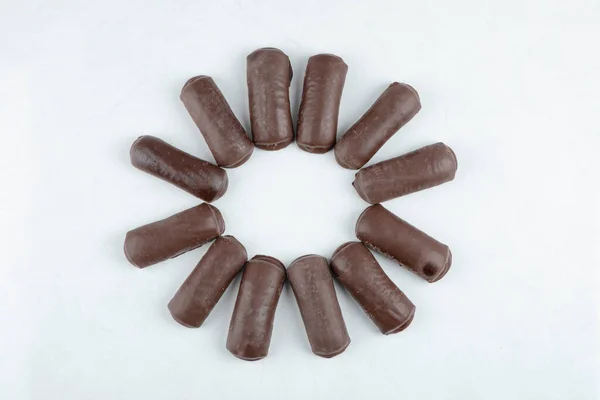 Chocolate Cream Rolls Cream Milk Isolated White Background High Quality — Stock Photo, Image