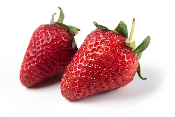 Fresas Rojas Aisladas Sobre Fondo Blanco Foto Alta Calidad — Foto de Stock