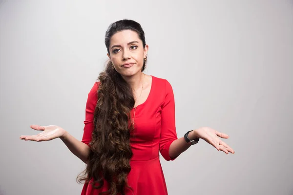 Upset Young Woman Hands Don Know What High Quality Photo — Stock Photo, Image